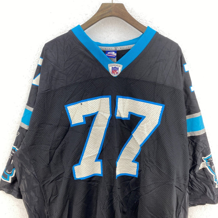 Vintage Reebok Carolina Panthers NFL 77 Jenkins Black Jersey Size 2XL