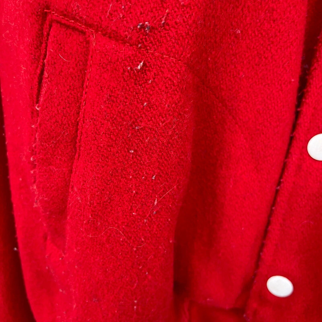 Vintage Mineola College Varsity Snapped Bomber Red Jacket Size XL