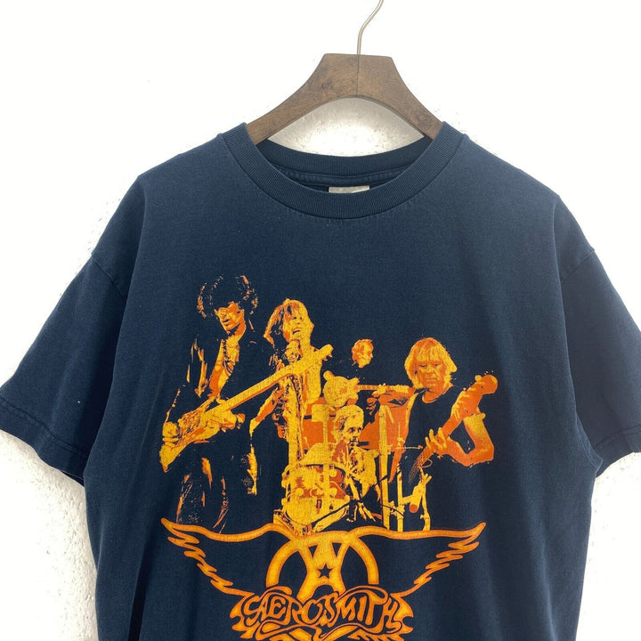 Vintage Aerosmith Rock Band World Tour 2002 T-shirt Size L Blue