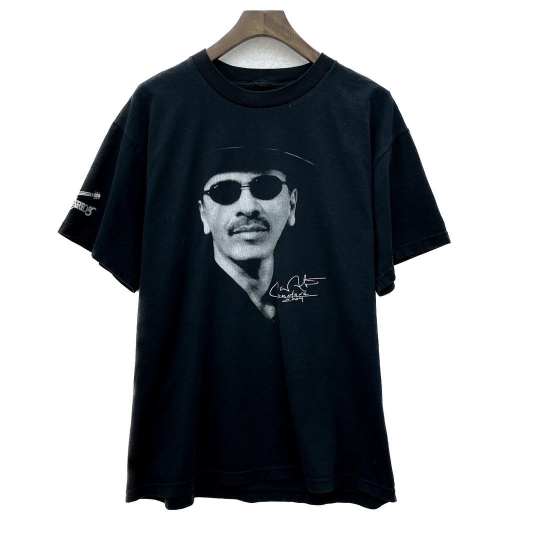 2004 Carlos Santana Vintage Graphic T-shirt Size M Black Rock Tee Y2K