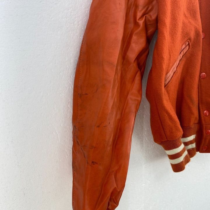 Vintage Orange Bomber Snapped A Letter Logo Jacket Size S Delong Hick