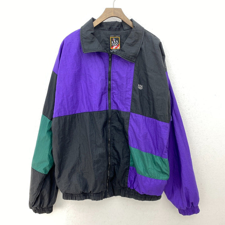 Vintage USA Olympic Teams Full Zip Purple Black Lightweight Jacket Size L