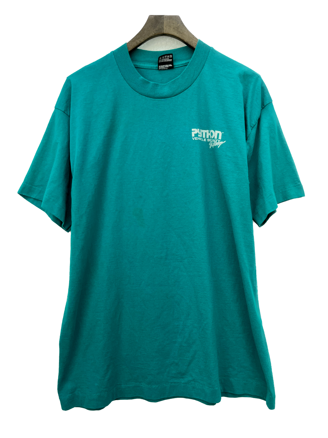 Python Vehicle Security Racing Vintage T-shirt Size L Teal Green Single Stitch