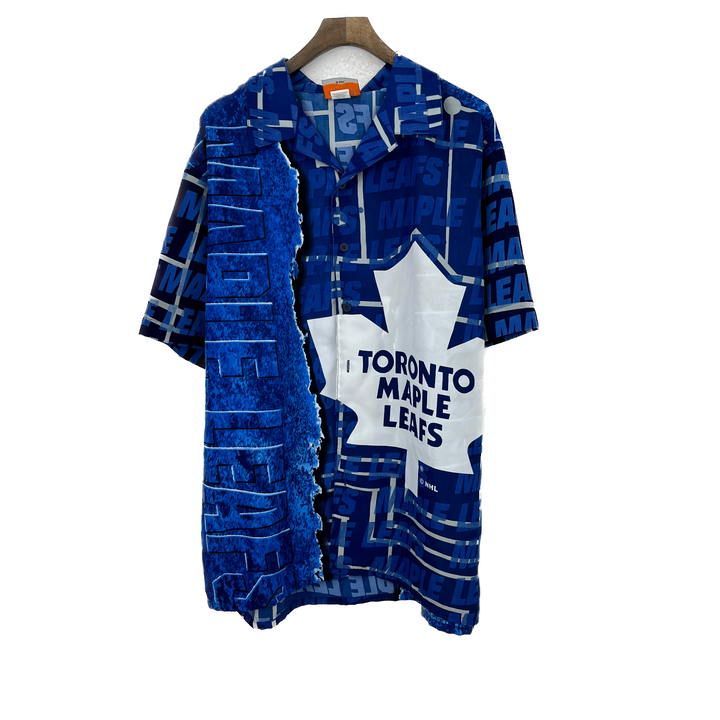 Vintage Toronto Maple Leafs NHL Blue Button Up Shirt Size L
