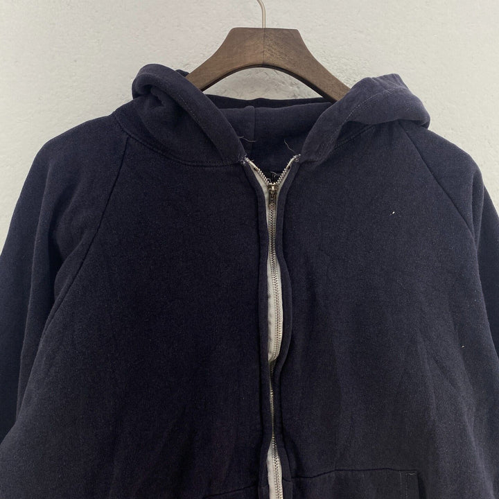 Jon Lauren Vintage 80s Full Zip Basic Navy Blue Hoodie Size L