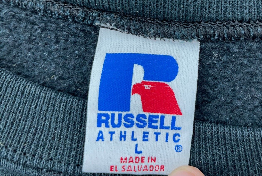 Vintage Russell Athletic Blank Black Pullover Crewneck Sweatshirt Size L