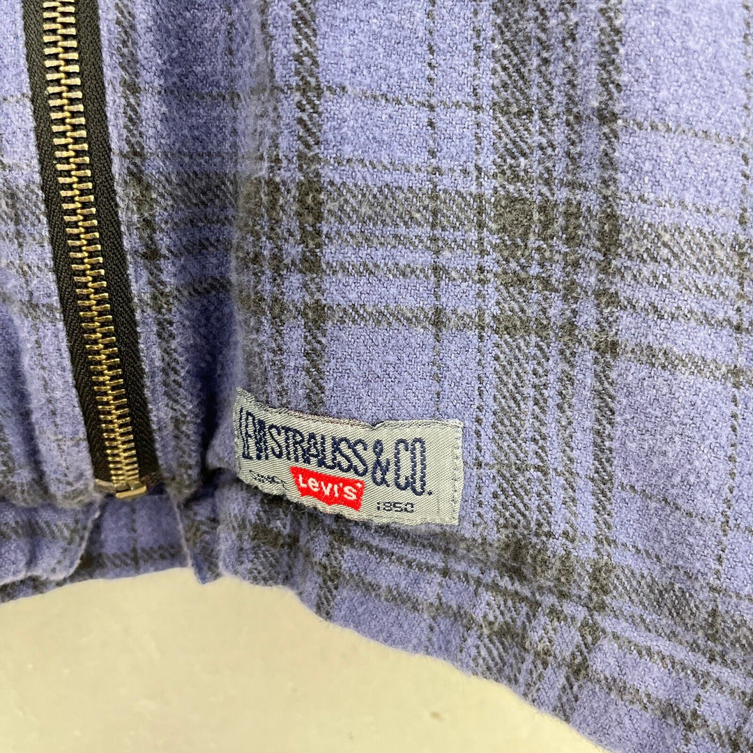 Vintage Levi Strauss Blue Checked Full Zip Shirt Jacket Size M