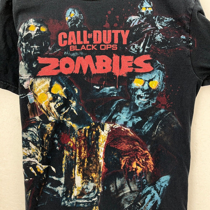 Vintage Call Of Duty Black Ops Zombies Video Game AOP Black T-shirt Size S
