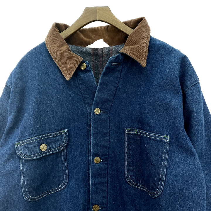 Vintage Medium Wash Blue Button Up Blanket Lined Jacket Size 46