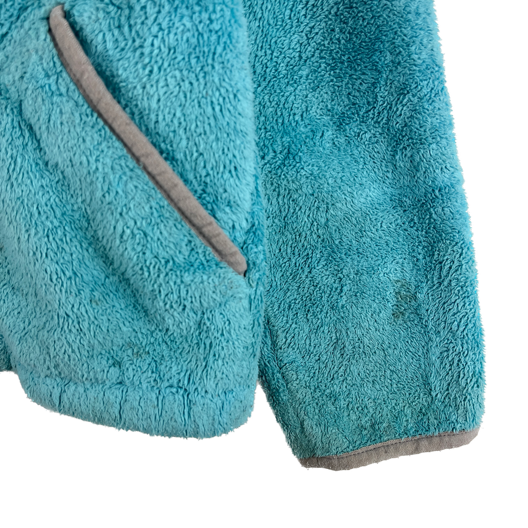 Vintage The North Face Logo Full Zip Hooded Blue Fleece Jacket Size S Girls