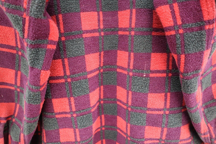 Vintage Button Up Double Pocket Red Checked Flannel Shirt Size M
