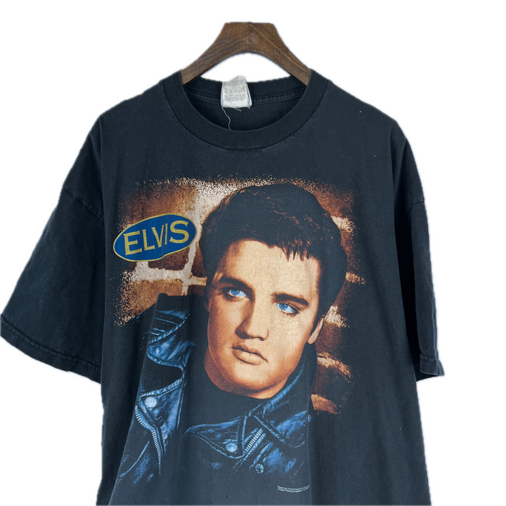 Vintage Elvis Presley Black Graphic Print T-Shirt Size L