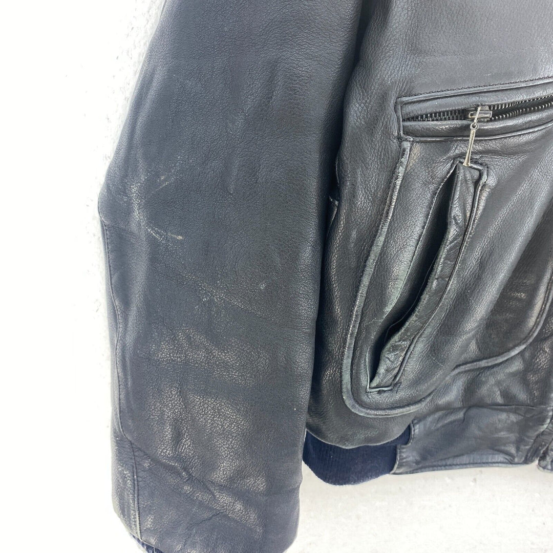 Vintage Harley Davidson Motorcyles Black Full Zip Leather Jacket Size 40