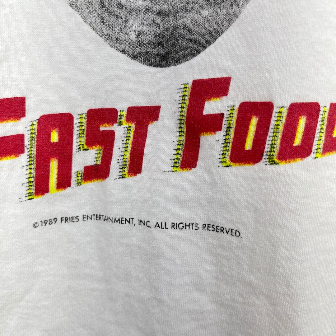 Vintage Fast Food Movie Promo 1989 Fries Graphic Print White T-shirt Size XL