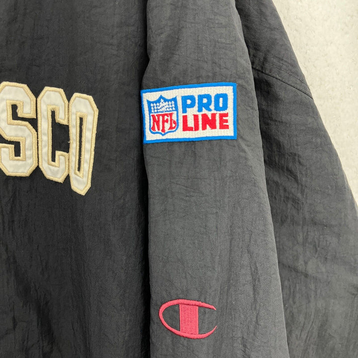 Vintage Champion San Francisco 49ers NFL Black Windbreaker Jacket Size 2XL