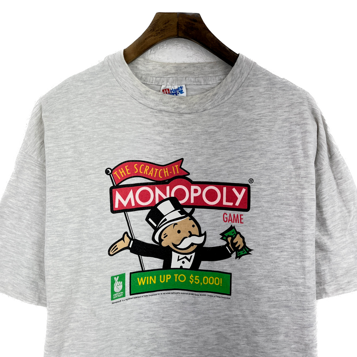 Vintage Monopoly Board Game Promo Lottery 1992 T-Shirt Gray 90S Size XL