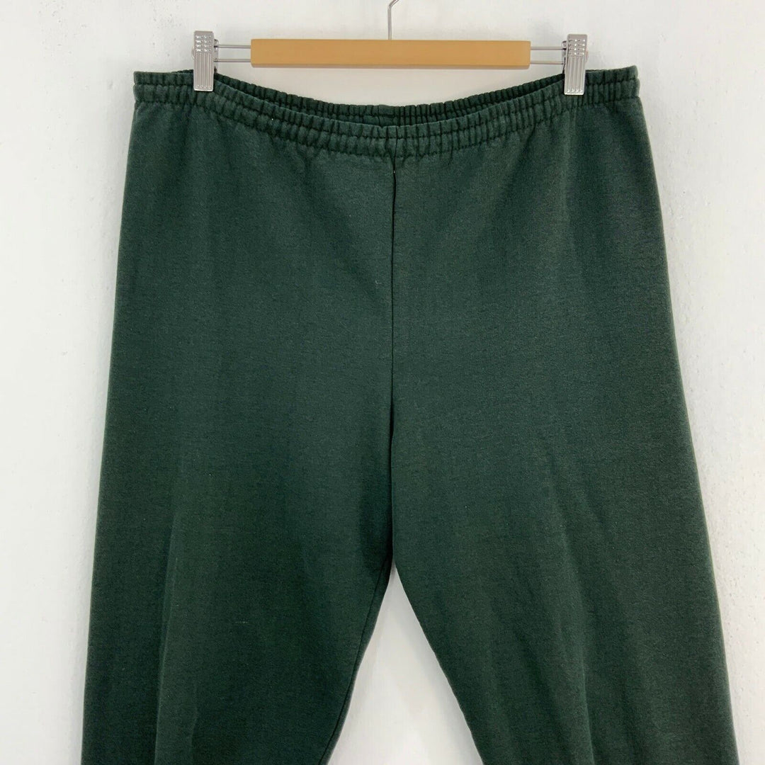 Green Sweatpant Activewear Fleece Lined Tapered Leg Size M 90s