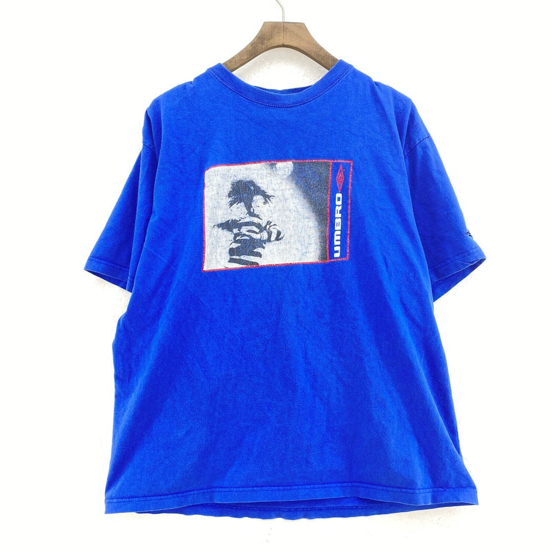 Vintage Umbro Logo Graphic Print Blue T-shirt Size M Tee