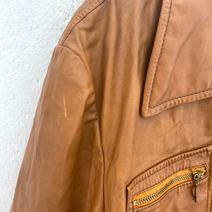 Vintage Bonds Brown Leather Full Zip Jacket Size L