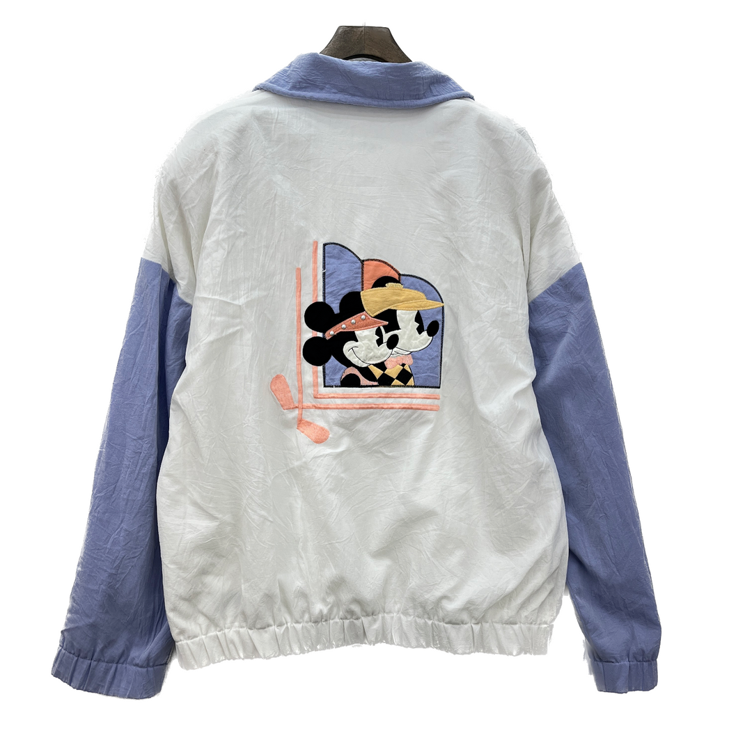 Vintage Mickey Mouse Minnie Mouse White Light Bomber Jacket Size M