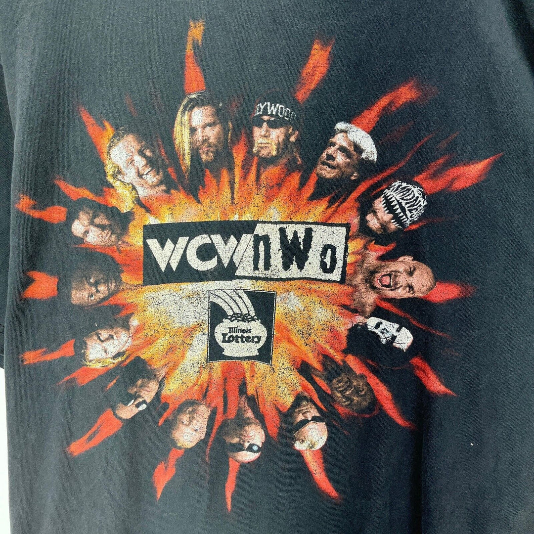 Vintage 90s WCW NWO Wrestling Illinois Lottery T-Shirt Men’s Black Size XL