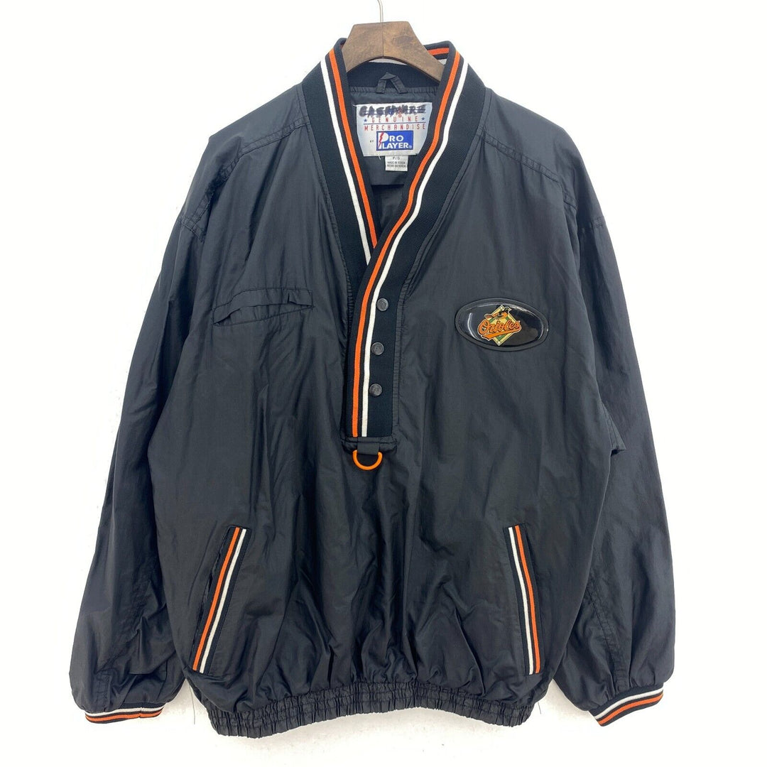 Vintage Pro Player Baltimore Orioles Black 1/2 Snap MLB Pullover Jacket Size S