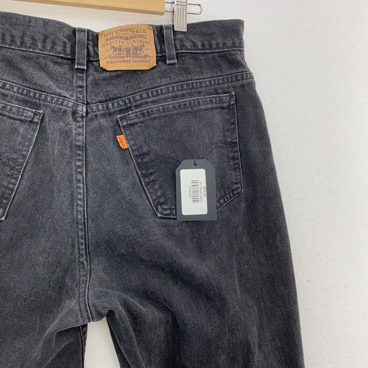 Levi's Orange Tab Faded Light Wash Black Straight Vintage Denim Jeans 35x29 80s