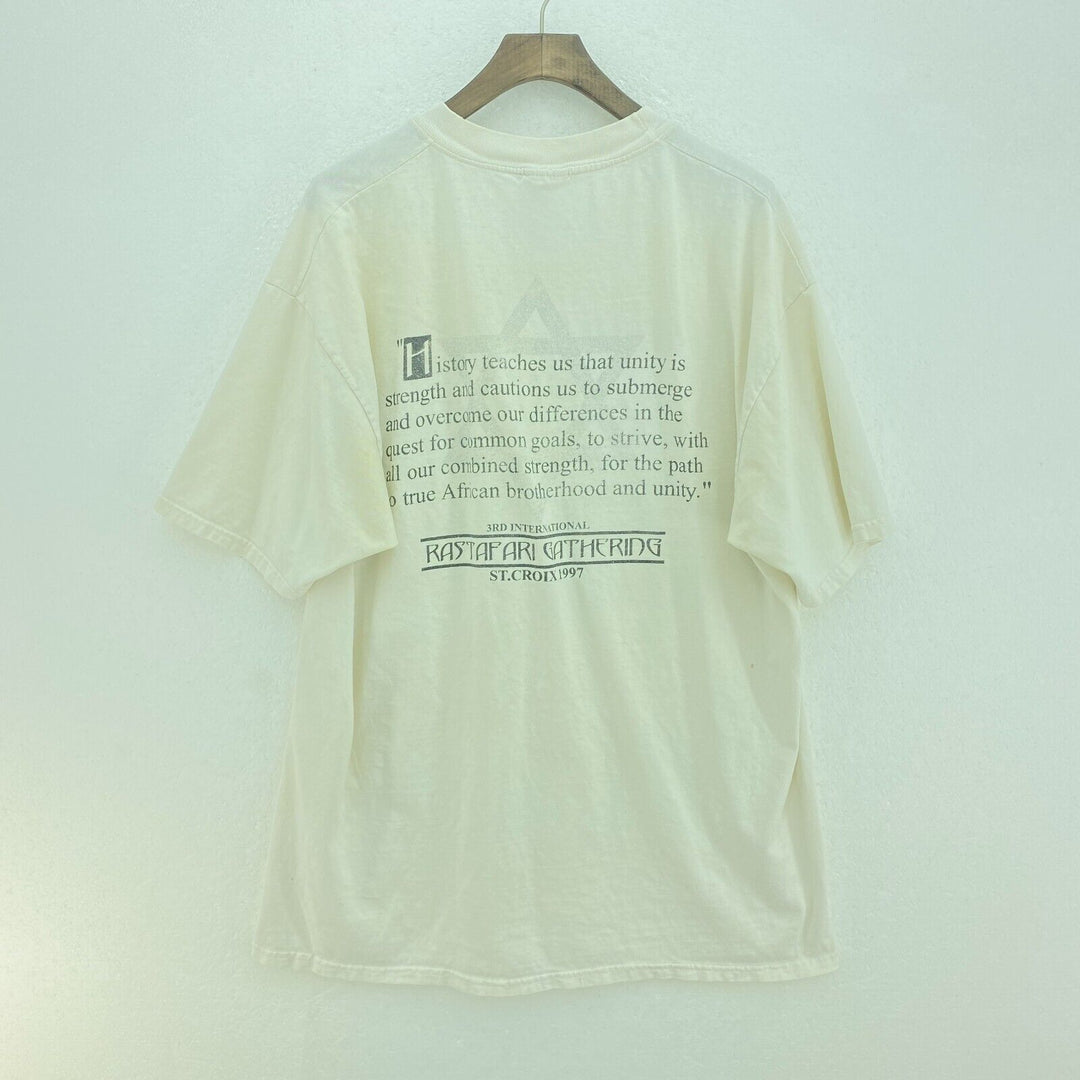 Vintage 3rd International Rastafari Gathering 1997 T-shirt Size XL White
