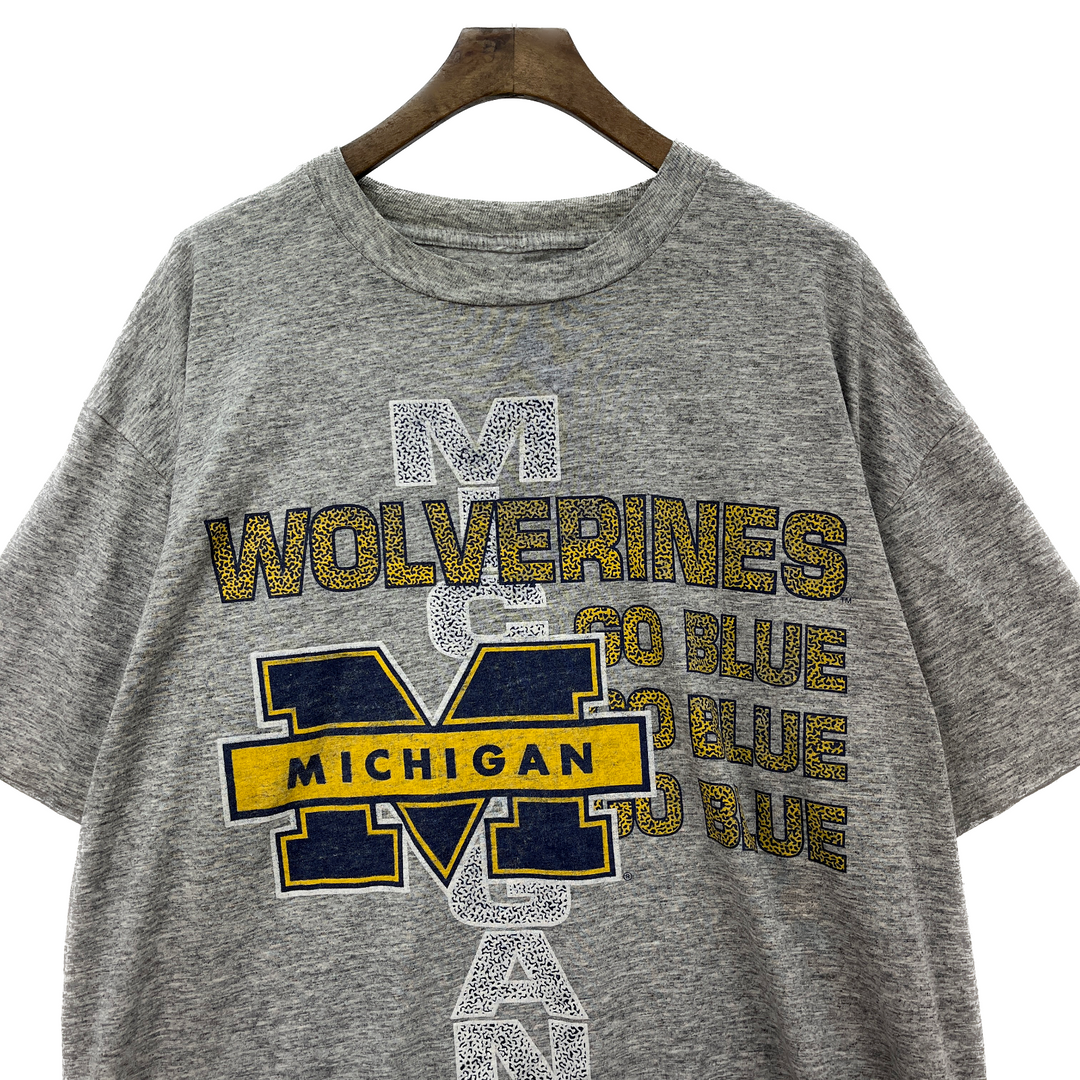 Vintage Michigan Wolverines Go Blue Gray T-shirt Size L