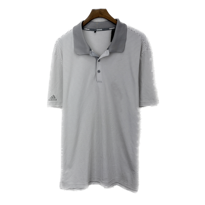 Adidas Gray Striped Golf Polo Shirt Size XL