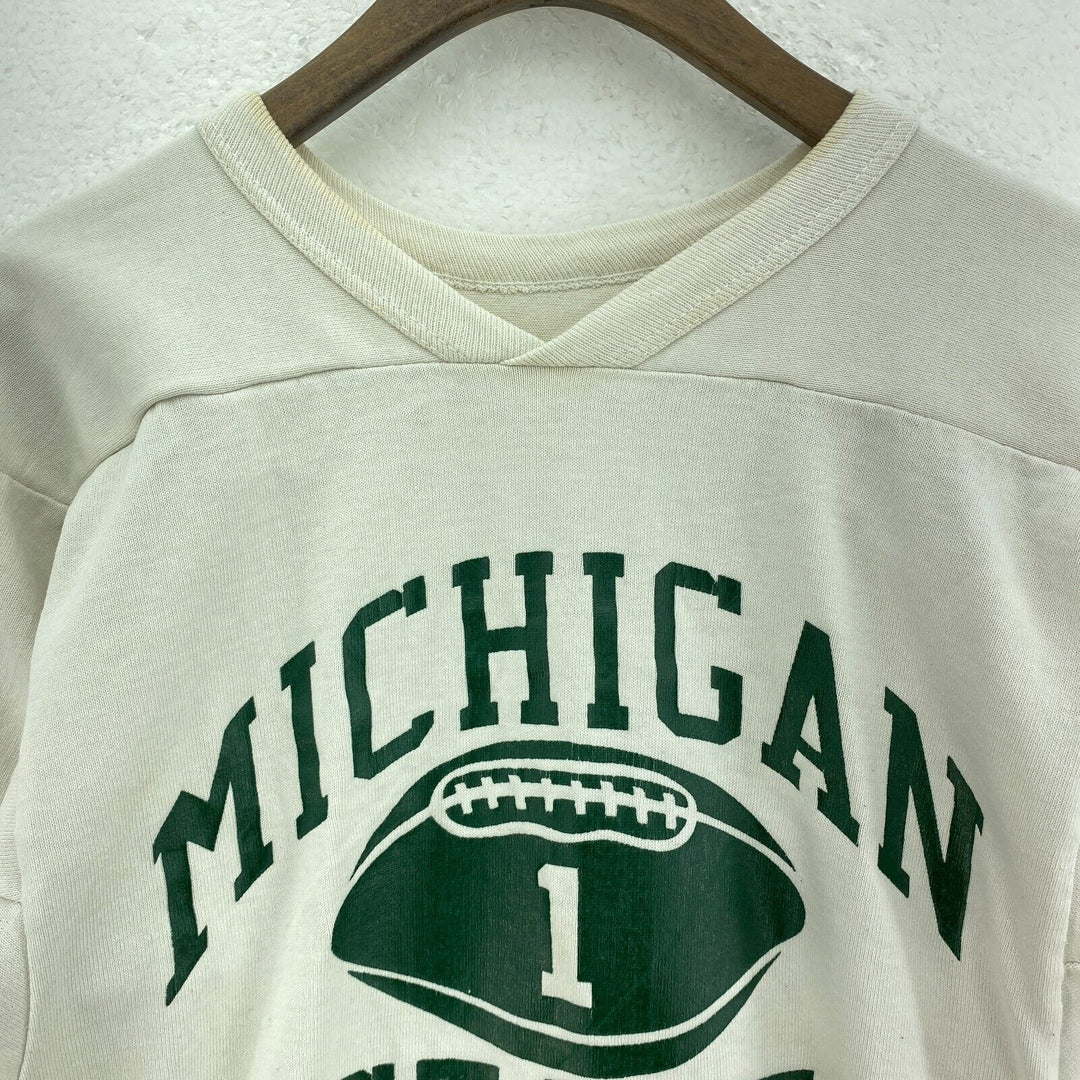 Michigan State University White Vintage T-shirt Size S 3/4 Sleeve Women's