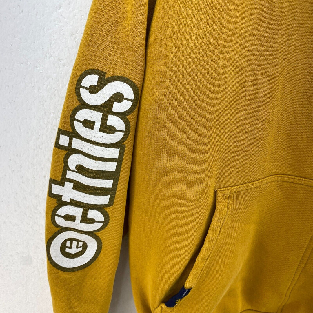 Vintage Etnies Skate Boards Center Logo Pullover Mustard Yellow Hoodie Size M