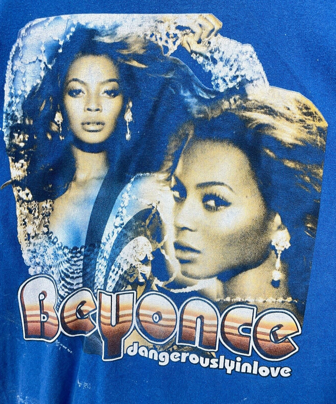 Vintage Beyonce Dangerously In Love Solo Album Big Graphic Blue T-shirt Size XL