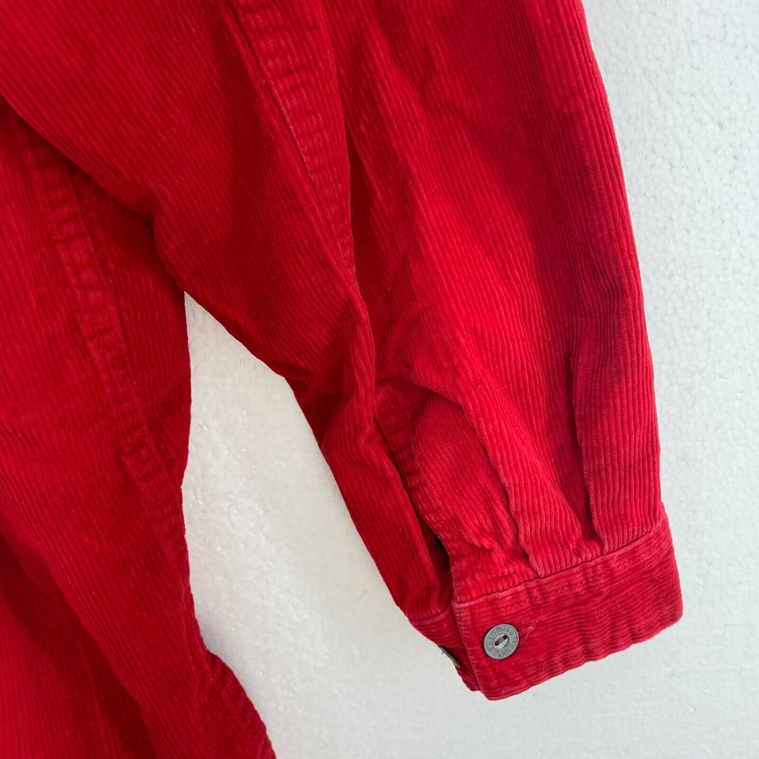 Marlboro Unlimited Vintage Corduroy 1/4 Zip Two Pockets Jacket Size L Red
