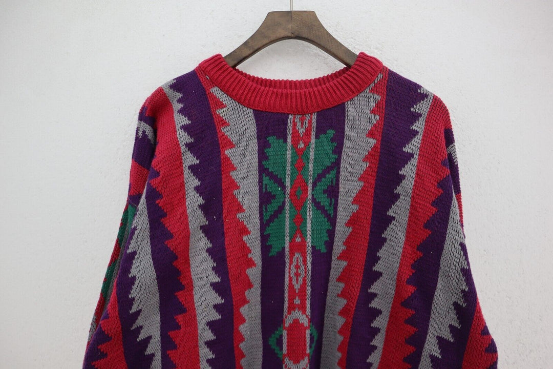 Vintage Pendleton Purple Printed Jacquard Sweater Crewneck Size M