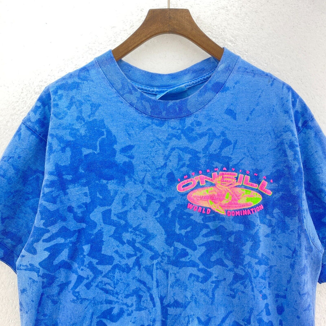 Vintage Oneill Blue World Domination T-shirt Size XL Tee
