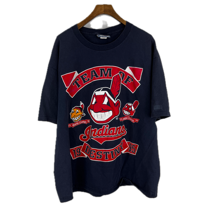 Vintage Cleveland Indians T-shirt Graphic Print Lee Size XL Blue