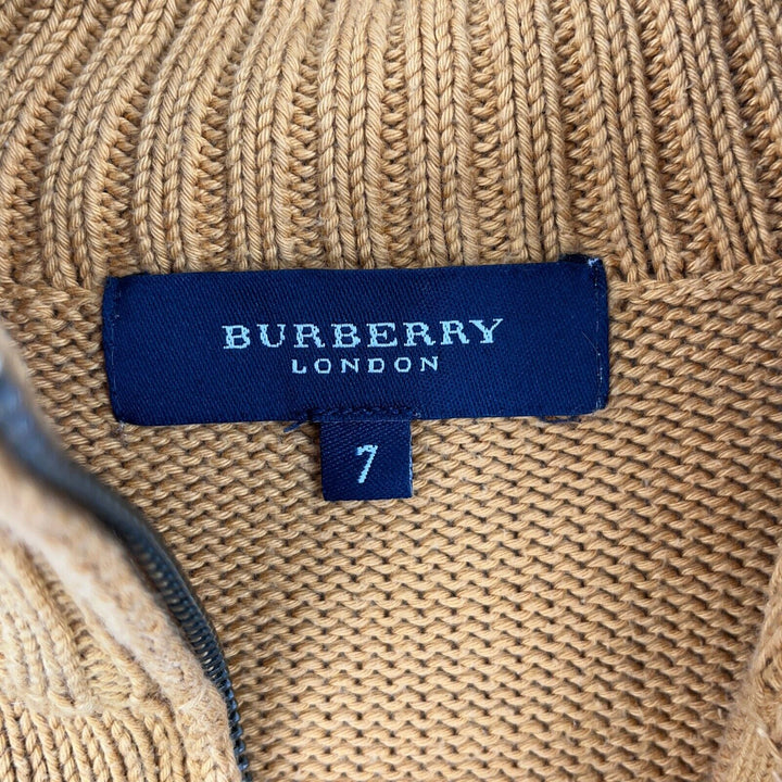 Vintage Burberry London Logo Quarter Zip Mustard Sweater Size 7
