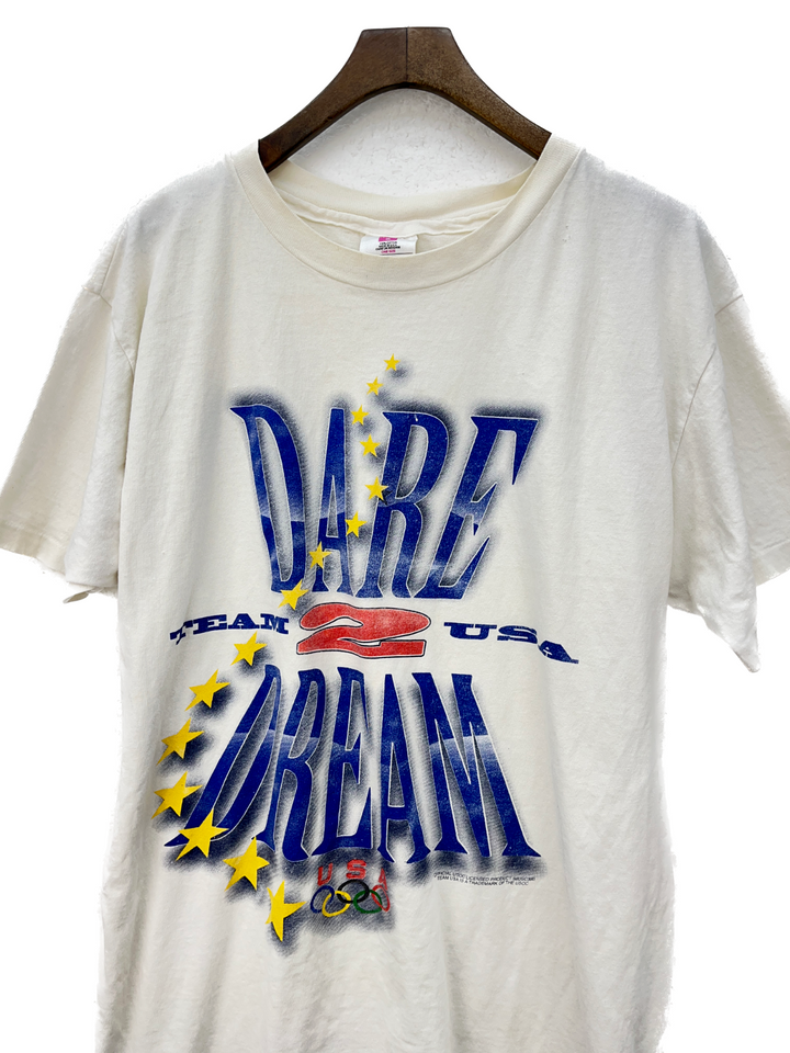 Team USA Olympics Dare 2 Dream Vintage T-shirt Size XL White Single Stitch 90s