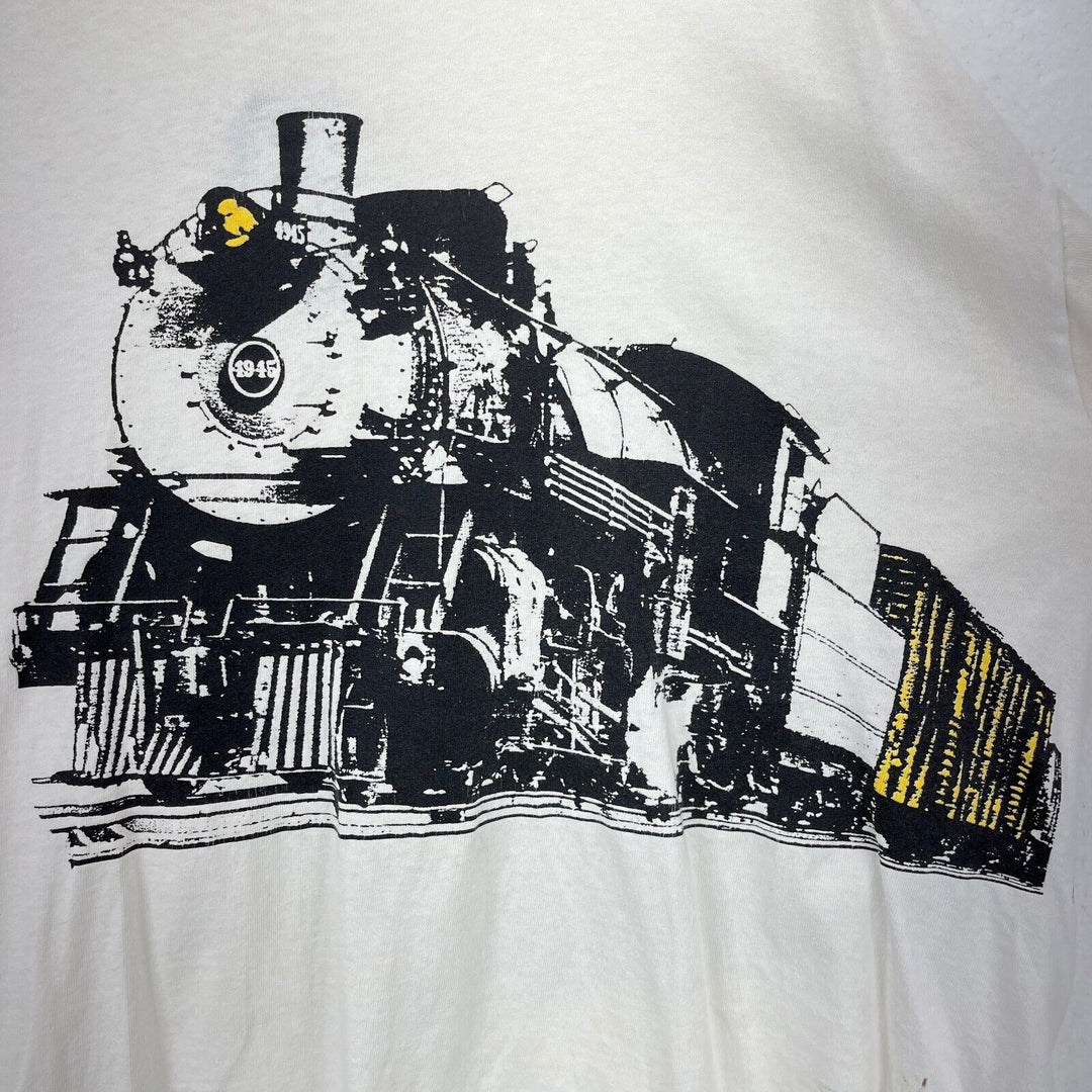 Vintage Train 1990 Graphic Print White T-shirt Size 2XL