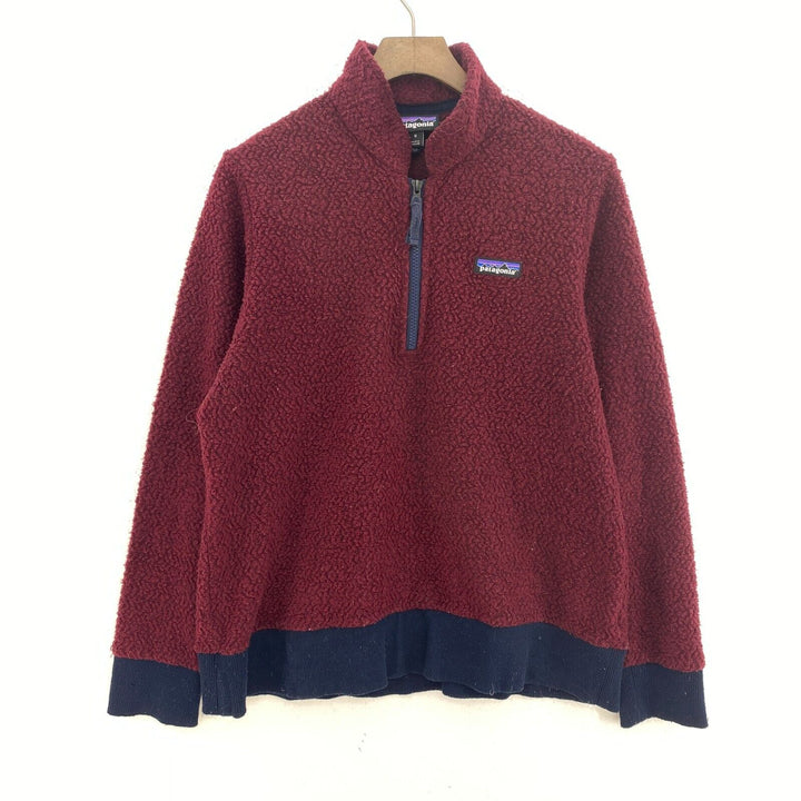 Vintage Patagonia Quarter Zip Fleece Pullover Sweatshirt Burgundy Red Size M