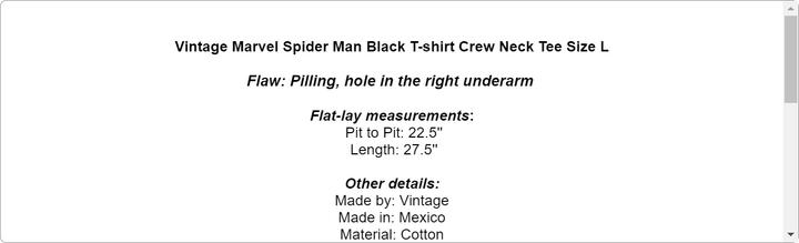 Vintage Marvel Spider Man Black T-shirt Crew Neck Tee Size L