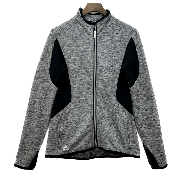 Adidas Full Zip Heathered Gray Black Golf Sweatshirt Size S