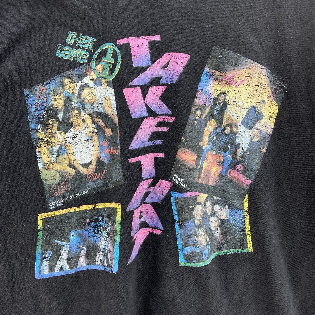 Vintage Take That Pop Group Music 90s Black T-shirt Size 44