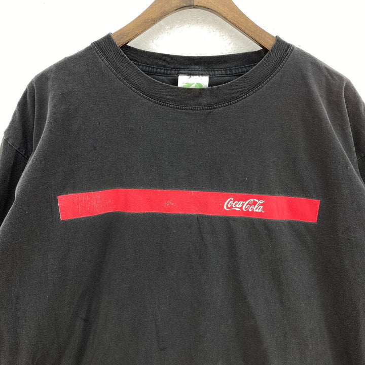 Vintage Coca Cola Logo Faded Vintage Black T-shirt Size XL