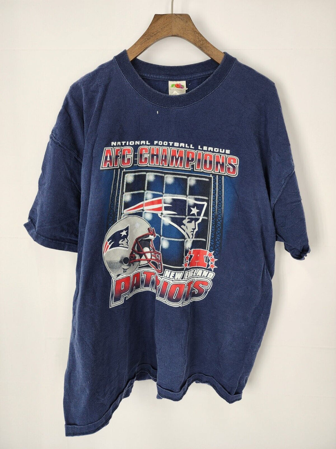 Vintage 2001 New England Patriots AFC Champions T-Shirt Blue Size XXL