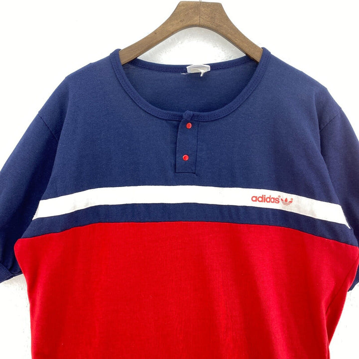 Adidas Logo Vintage Red Navy Blue T-shirt Size XL