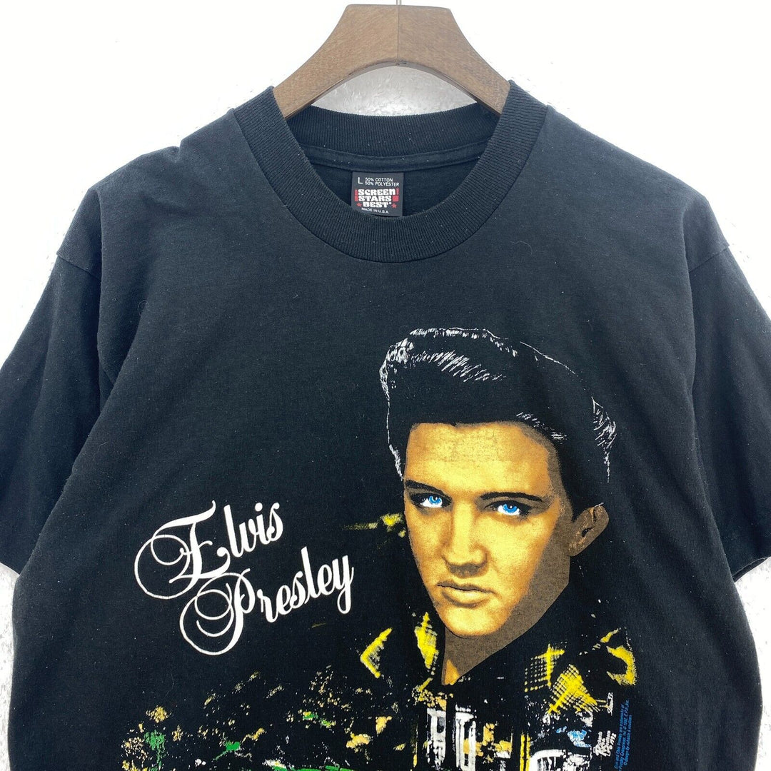 Vintage Elvis Presley Graceland Black T-shirt Size L Tee Music