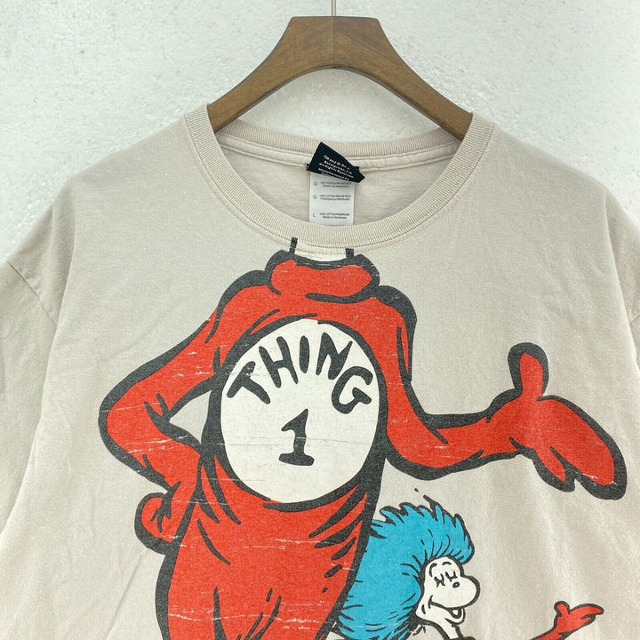 Vintage Dr. Seuss Thing 1 Beige T-shirt Size L Graphic Print Tee