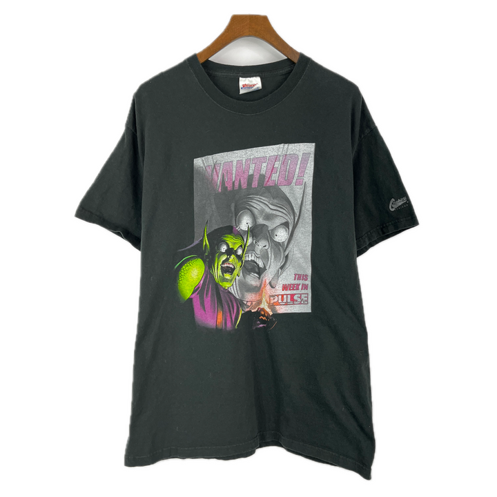 Vintage Green Goblin WANTED T-Shirt Mens L Black Marvel Y2K 2004